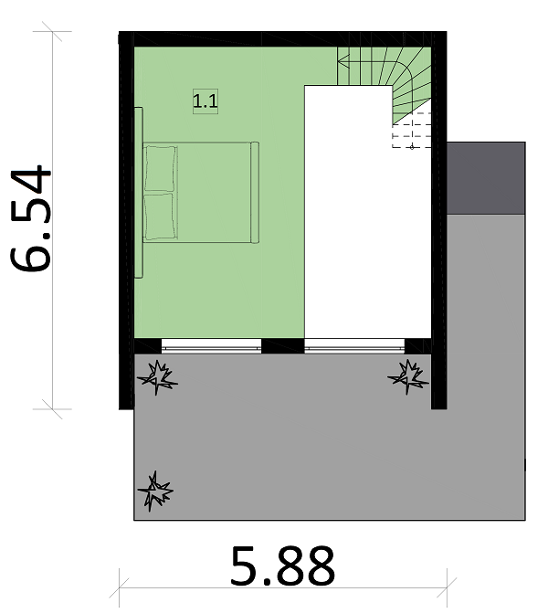 Rzut poddasza POW. 15,2 m²