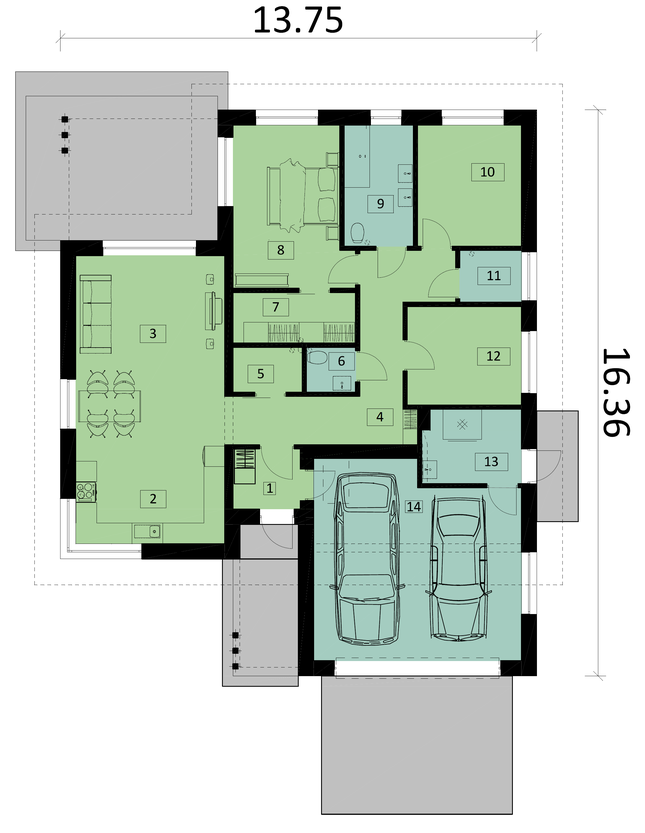 Rzut parteru POW. 147,1 m²