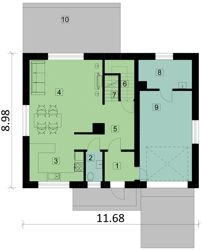 Rzut parteru POW. 81,0 m²