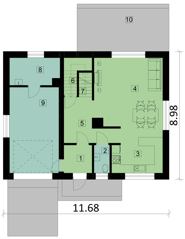 Rzut parteru lustro POW. 81,0 m²