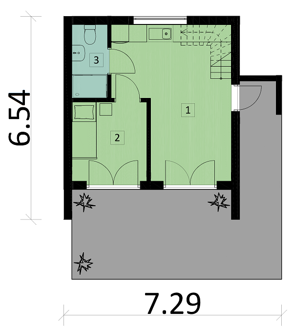 Rzut parteru POW. 30,3 m²