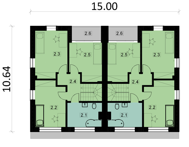Rzut piętra POW. 118,5 m²