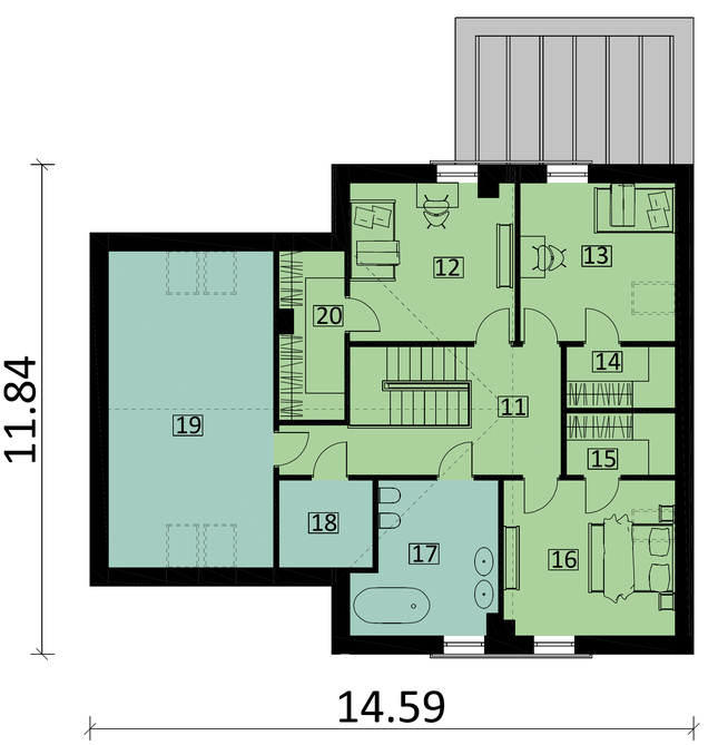 Rzut poddasza POW. 97,3 m²