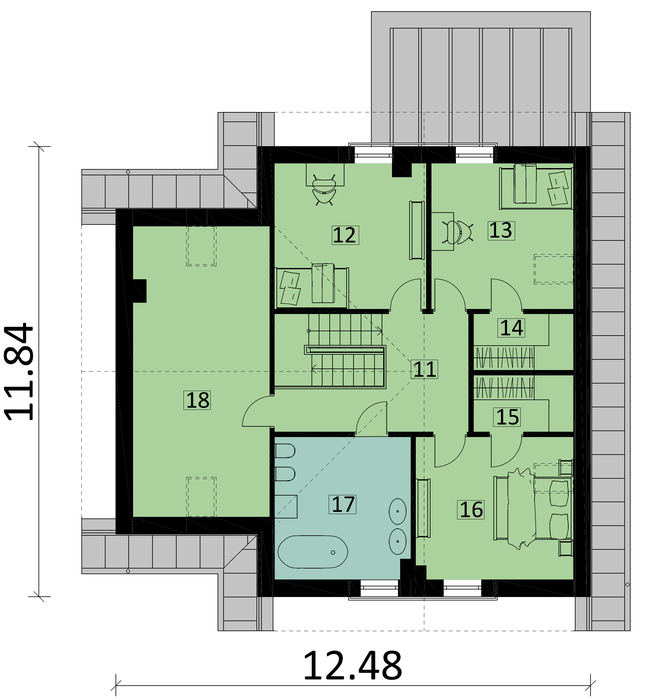 Rzut poddasza POW. 85,6 m²