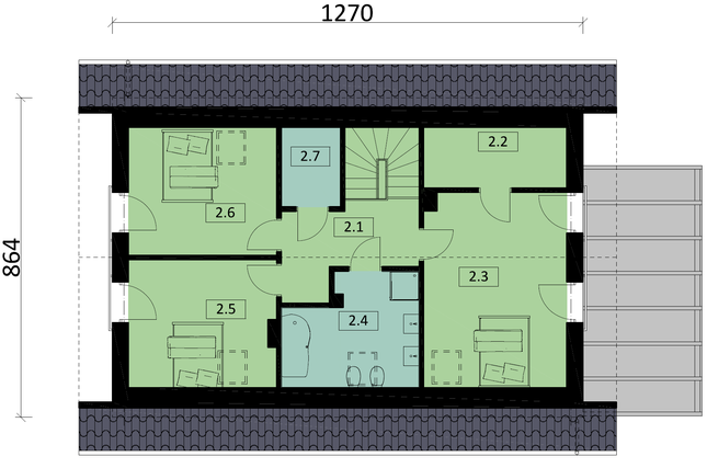 Rzut poddasza POW. 59,5 m²