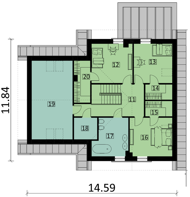 Rzut poddasza POW. 97,3 m²