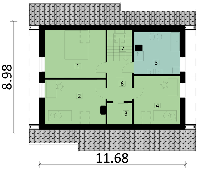 Rzut poddasza POW. 70,9 m²