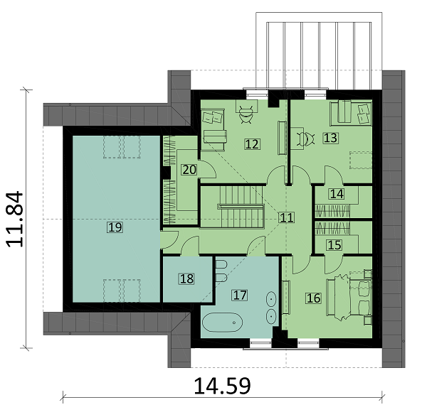 Rzut poddasza POW. 97,3 m²