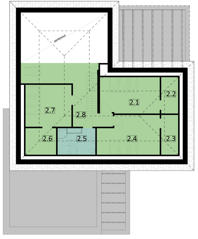 Rzut poddasza POW. 71,9 m²