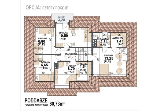 Rzut poddasza POW. 111,7 m²