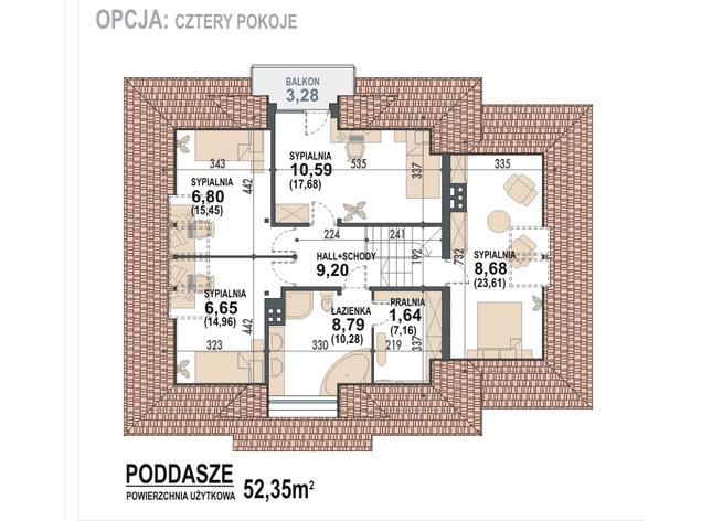 Rzut poddasza POW. 98,3 m²