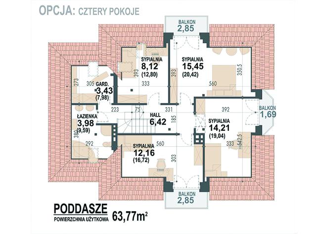 Rzut poddasza POW. 93,0 m²
