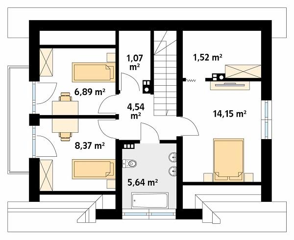 Rzut poddasza POW. 64,5 m²