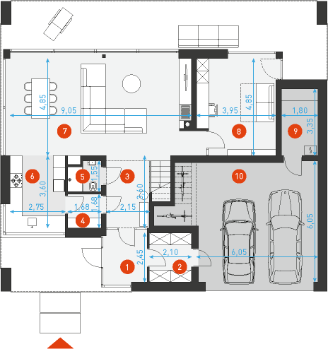 Rzut parteru POW. 138,7 m²